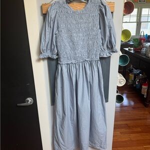 Damson Madder Bluebelle Midi Smocked Dress